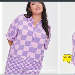 Plus size checkered boxy shirt
